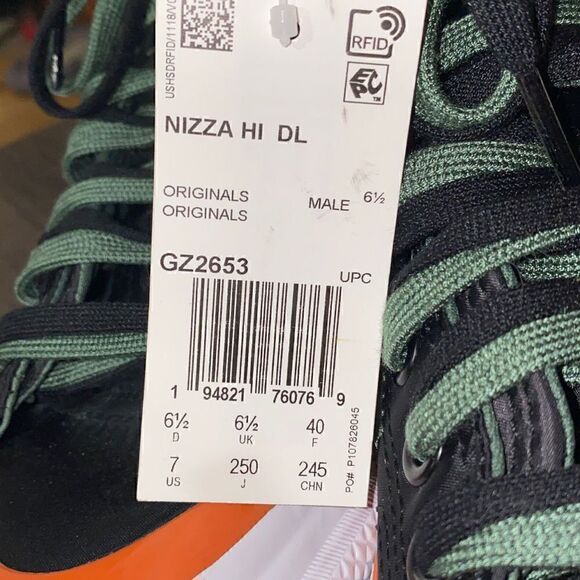 ADIDAS ORIGINALS MEN CORE BLACK NIZZA HI DL SHOES SIZE 7 NWOB - Picture 1 of 7